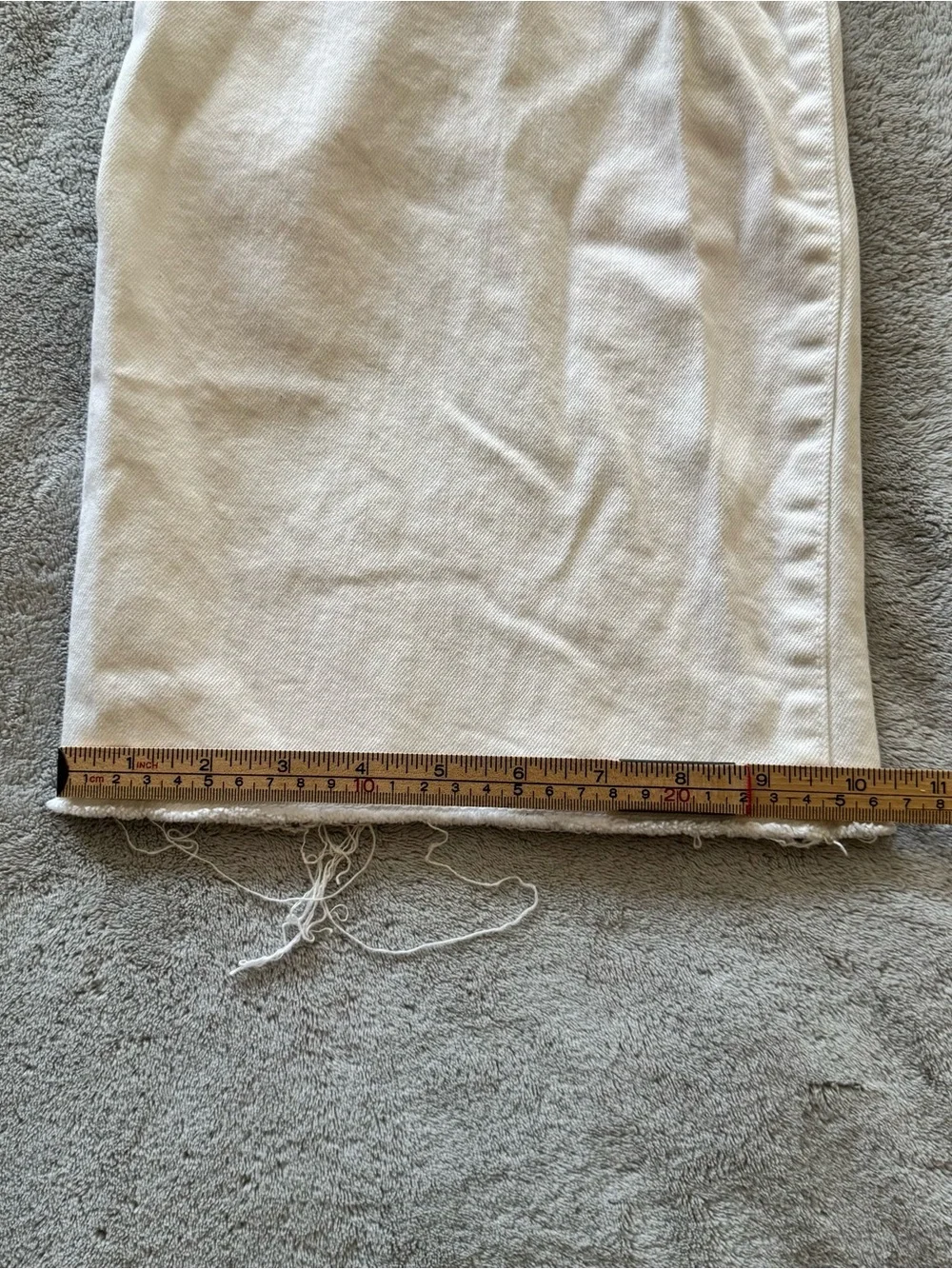Zara Girls White Wide Leg Raw Hem Jeans Size 13/14 164 High Rise Trendy Denim - Picture 7 of 8